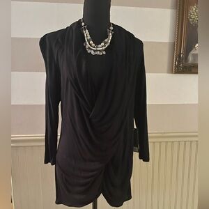 Jennifer Lopez Black Cowl Neck Bodycon Blouse